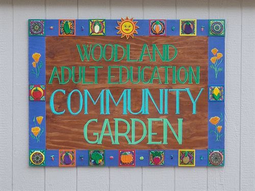 Woodland Adult Education Community Garden Sign